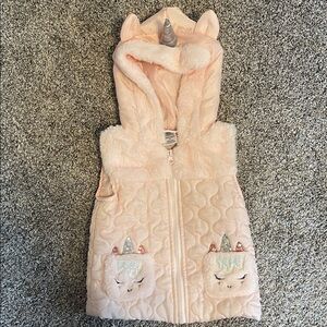 Little Lass Blush Quilted Vest with Unicorn Pockets